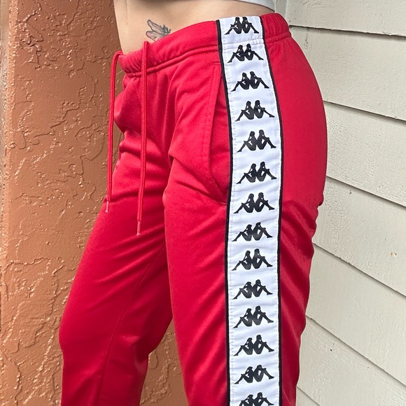 Y2K Streetwear Kappa Red White Black Jogger Japanese - Picture 2 of 3